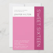 Rosa Farbblock 16 . Geburtstag Einladung (Vorderseite)