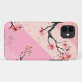 Rosa Farbblock mit Kirschblüte Case-Mate iPhone Hülle (Rückseite (Horizontal))