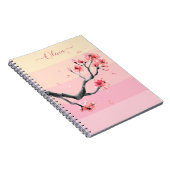 Rosa Farbblock mit Kirschblüte Notizblock (Rechte Seite)