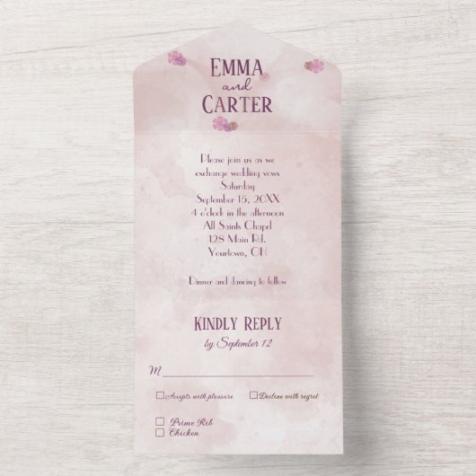 Rosa Farbe Abstrakt All In One Einladung (Innen)