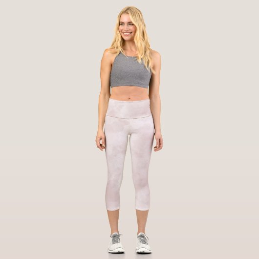 Rosa Farbe Abstrakt Capri Leggings (Vorderseite)