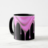 Rosa Farbe auf schwarzem Grund. Tasse (Vorderseite Links)