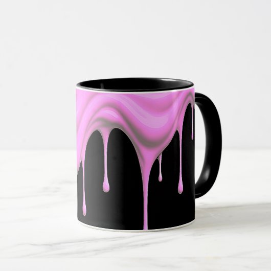 Rosa Farbe auf schwarzem Grund. Tasse (VorderseiteRechts)