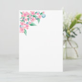 Rosa Farbe Blumendesign Einladung (Stehend Vorderseite)