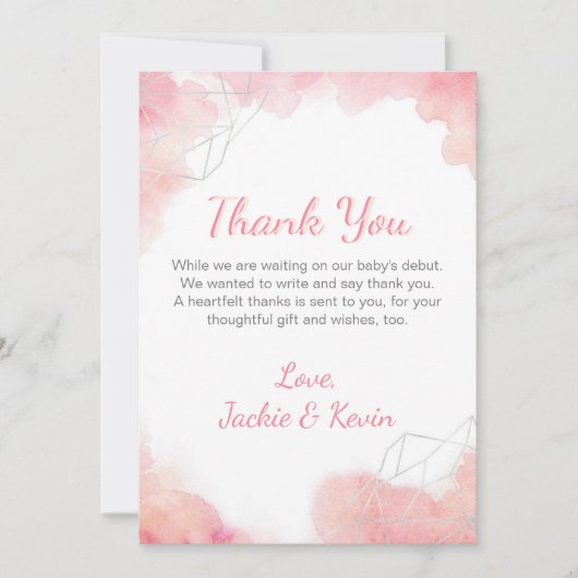 Rosa Farbe Dankeskarte (Vorderseite)