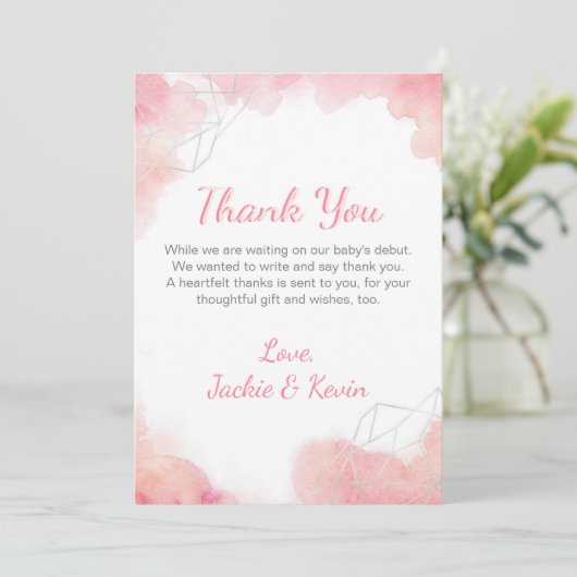 Rosa Farbe Dankeskarte (Stehend Vorderseite)