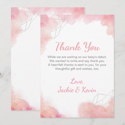 Rosa Farbe Dankeskarte (Vorne/Hinten)