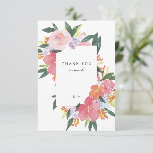 Rosa Farbe Dankeskarte (Stehend Vorderseite)