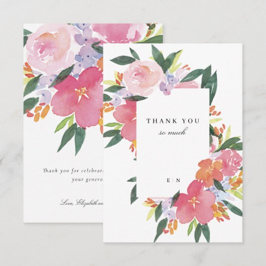 Rosa Farbe Dankeskarte (Vorne/Hinten)