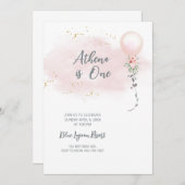 Rosa Farbe des Wassers Rosa Girl Einladung zum Geb (Vorne/Hinten)