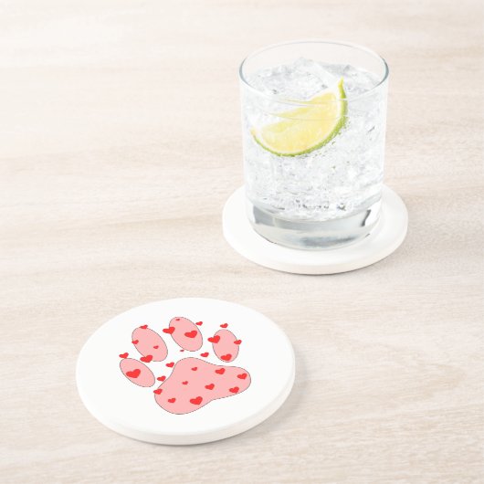 Rosa Farbe Druck mit Herz Getränkeuntersetzer (Seite)