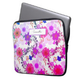 Rosa Farbe Floral Name Laptop-Sieb Laptopschutzhülle (Vorderseite Links)