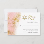 Rosa Farbe | Imitate Gold Bat Mitzvah RSVP Karte (Vorderseite)