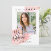 Rosa Farbe | Klasse 2025 | Foto Abschluss Einladung (Stehend Vorderseite)