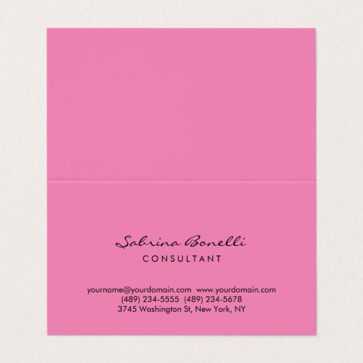 Rosa Farbe Minimalistisch Modern Beruflich Visitenkarten (Außenseite Aufgefaltet)
