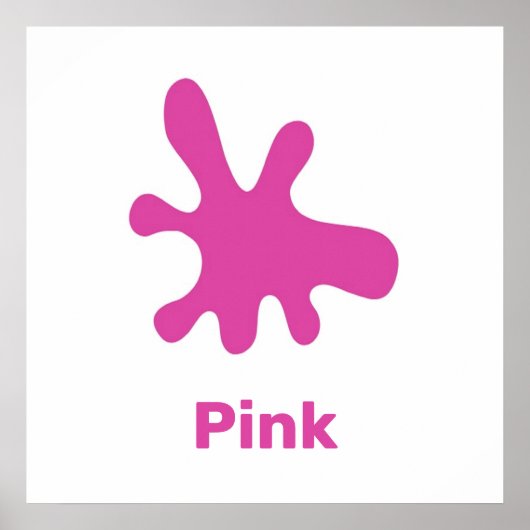 Rosa Farbe mit Wortposter Poster (Vorne)