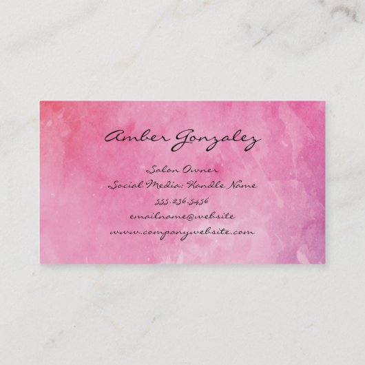 Rosa Farbe Monogramm Blumenmuster Visitenkarte (Rückseite)