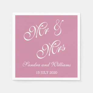 Rosa Farbe Mr. und Mrs. Wedding Serviette