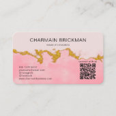 Rosa Farbe QR-Code Monogramm Visitenkarte (Vorderseite)