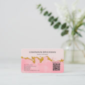 Rosa Farbe QR-Code Monogramm Visitenkarte (Stehend Vorderseite)