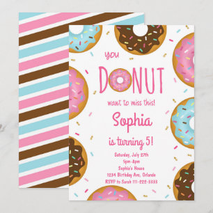 Rosa Farbe Sprinkle Donuts Geburtstag einladen Einladung