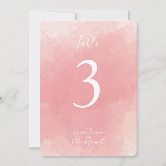 Rosa Farbe | TISCHNUMMERN (Vorderseite)