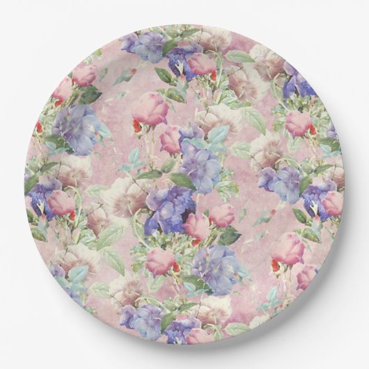 Rosa Farbe Vintag Pappteller (Vorderseite)