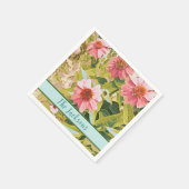 Rosa Farben Grüne Blätter Name Personalisiert Serviette (Ecke)