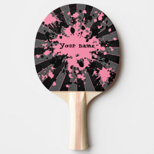 Rosa Farben-Spritzer schwarz und graues Tischtennis Schläger