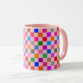 Rosa farbenes Karomuster Tasse (VorderseiteRechts)
