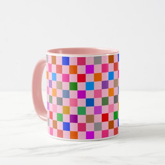 Rosa farbenes Karomuster Tasse (Vorderseite Links)