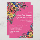Rosa farbenfrohe Blume Frühjahrssommer Einladung (Vorne/Hinten)