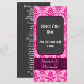 Rosa farbenfrohe Damastenhochzeit Programm (Vorne/Hinten)