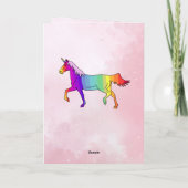 Rosa Farbenfrohe Einhorn Girl Happy Birthday Karte (Rückseite)
