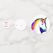 Rosa Farbenfrohe Einhorn Girl Happy Birthday Party Konfetti (Rückseiten)