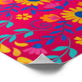 Rosa farbenfrohe mexikanische Folklorekunst Muster Poster (Ecke)