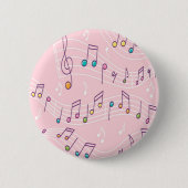 Rosa farbenfrohe Musiknote Muster Musiker Button (Vorderseite)