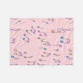 Rosa farbenfrohe Musiknote Muster Musiker Fleecedecke (Vorderseite (Horizontal))