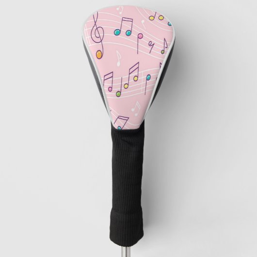 Rosa farbenfrohe Musiknote Muster Musiker Golf Headcover (Vorderseite)