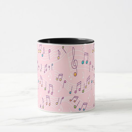 Rosa farbenfrohe Musiknote Muster Musiker Tasse (Zentrum)
