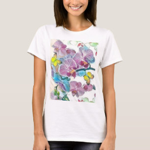Rosa farbenfrohe Orchideen-Blumen-Schmetterlinge A T-Shirt