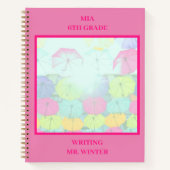 Rosa farbenfrohe Regenschirme Notizblock (Vorderseite)