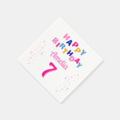 Rosa farbenfrohe Sterne Girl Happy Birthday Party Serviette (Ecke)