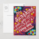 Rosa farbige Blume Typografie Optimismus Zitat Postkarte (Vorne/Hinten)