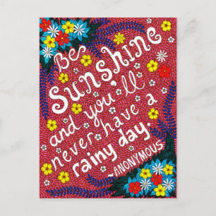 Rosa farbige Blume Typografie Optimismus Zitat Postkarte
