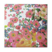 Rosa farbige botanische Blume der Flora Fliese (Vorderseite)