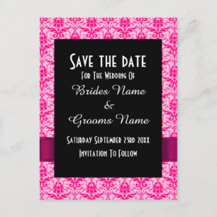 Rosa farbige Damaske Save the Date Ankündigungspostkarte