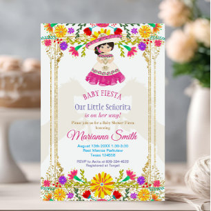 Rosa farbige mexikanische Fiesta Babydusche Einladung