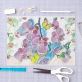 Rosa farbige orchide Blume Schmetterlinge Aquarell Seidenpapier (Handwerk)