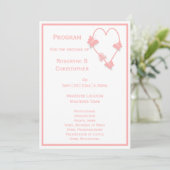 Rosa farbige Schmetterlinge Herz-Design Hochzeit Programm (Stehend Vorderseite)